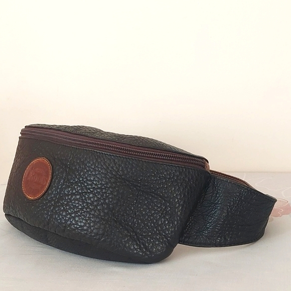 Vintage Roots black / brown leather fanny pack waist bag - Picture 3 of 12